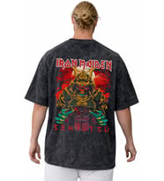Iron Maiden Rock Metal Müzik Grubu Sırt Baskılı Unisex Oversize Vintage Yıkamalı Tişört