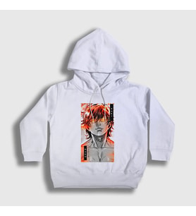 Presmono Unisex Çocuk Beyaz Fire Anime Hanma Baki Kapüşonlu Sweatshirt 317612tt
