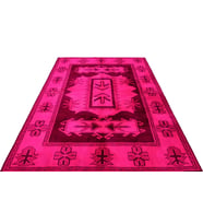 Pembe Fuşya Tonlarında Geometrik Desenli El Dokuma Salon Halısı Yatak Odası İçin Etnik Stil
