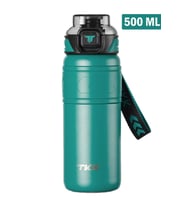 TKK 500 ML Çelik Termos Çift Kullanım Pipetli/Rahat İçim -12/24 Sıcak-Soğuk- Yalıtım -2022500ML (Yeşil)