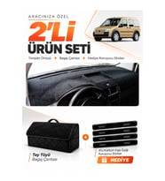 e-biz FORD CONNECT (2002-2008) Uyumlu Torpido Örtüsü + Tay Tüyü Bagaj Çantası Seti - Siyah - FO016
