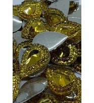 Süsleme Taşı Damla Şeklinde Sarı 13x18mm Polyester Taş 1000 Adet