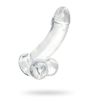 Kristal Pürüzsüz Yüzeyli Şeffaf Silikon Vantuzlu Testisli 15cm Dildo