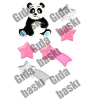 Yenilebilir Şeker Kağıt Panda ve Yıldız Temalı Pasta Süsleme