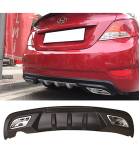 Hyundai Accent Blue Difüzör Difizör Siyah + Kare Egzoz Görünüm C Tip 2010 - 2018