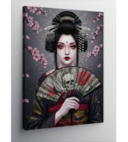 Kanvas Tablo Japon Kadın ve Yelpaze