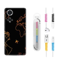 Huawei Nova Y70 Y90 Nova 9 SE  Kılıf Kablo Koruma Spiral Silikon Harita ve Uçak 1777