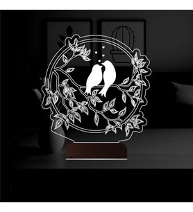 Luvivia Dekoratif Kuş Ağaç 3D Lamba - Masa Gece Lambası