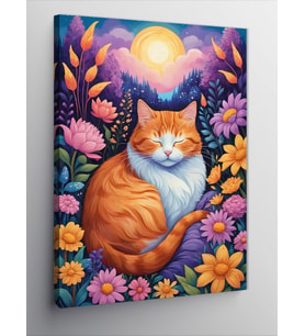 Kanvas Tablo Çiçek Bahçesindeki Kedi