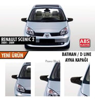 Renault Scenic 2 2004-2009 Batman Yarasa Ayna Kapağı Piano Black Abs Plastik