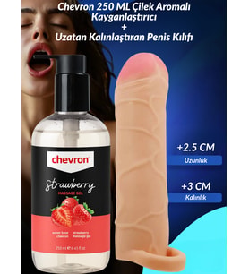 Çilek Aromalı 250 ml Kayganlaştırıcı Jel ve Uzatan Kalınlaştıran Penis Kılıfı