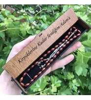 Ahşap Kutulu Sevgiliye Hediye Tesbih,Harfli Kuka Tesbih