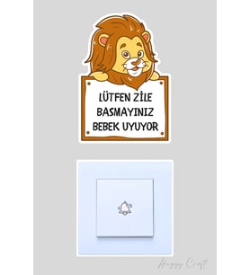 Bebek Uyuyor Aslan v2 Sticker Kapı Zili Etiketi