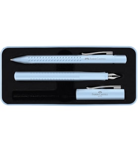 Faber-Castell Grip 2011 Hediye Seti, Gök Mavisi, M Uçlu Dolma Kalem + Xb Tükenmez Kalem, Metal Kutud (Çok Renkli)