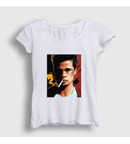 Presmono Kadın Beyaz Tyler Durden Brad Pitt Fight Club T-Shirt 327471tt (Beyaz)