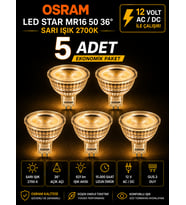 (5 Adet) Ledvance 12V AC/DC 6.1W (50W) 2700K (Sarı Işık) GU5.3 Duylu LED Çanak Ampul