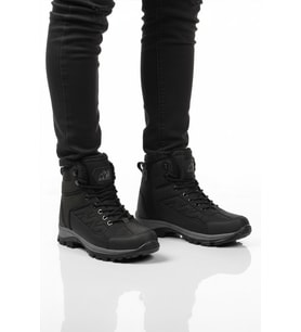 Ayakmod Bej İçi Kürklü Soğuğa Dirençli Kaymaz Taban Unisex Outdoor Bot 980 G (Siyah)
