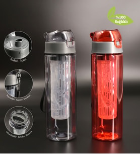 2'li Kırmızı - Gri Renkli Detokslu SAN (BPA FREE) Matara / 500 ml