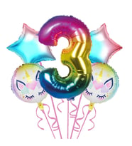 Gökkuşağı Unicorn 3 Yaş Folyo Balon 5 Li Set