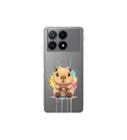 Poco X6 Pro ile Uyumlu Splash Kapibara Tasarımlı Şeffaf Silikon Kılıf