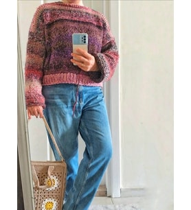 Renkli Oversize Kazak , El Örgüsü Kalın Kazak ,