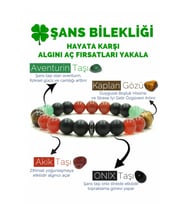 Şans Bilekliği Oniks Akik Kaplangözü Aventurin Doğal Taş Bileklik