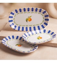 GÜRAL PORSELEN Kayısı Desenli 19 cm 3lü Porselen Kayık Tabak Seti