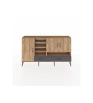 Arges Konsol 8 Raflı 2 Çekmeceli 3 Kapaklı 176x30x99 Çam-Çam/Antrasit