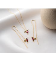 925 Ayar Gümüş Papatya Silver Kuş Kolye Küpe Takım.rose.gold.rodaj