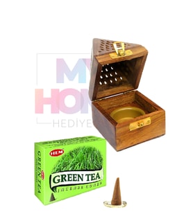Konik Tütsü Yakma Kutusu Green Tea Cones