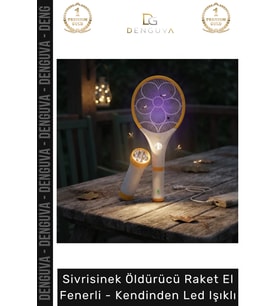 Özel Üretim Şarjlı Güçlü Kaliteli Sivrisinek Öldürücü Raket El Fenerli Kendinden LED Işıklı