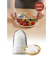 100'lü Esnek Lastikli Yemek Koruma Bonesi Gıda Saklama Streç Kapak Seti