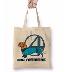 Dog Fantastic Pug Köpek Bez Çanta Uzun Saplı