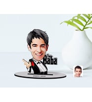 BK Gift Kişiye Özel Godfather Baba Karikatürlü Ahşap Biblo Model-2 (Beyaz)