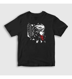 Presmono Unisex Çocuk Siyah Mikasa Anime Attack On Titan T-Shirt 124359tt