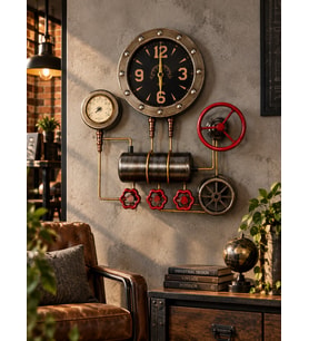 3D Metal Dekoratif Duvar Saati 40x45 cm Steampunk Endüstriyel Tasarım Retro Vintage Dekor Hediyelik
