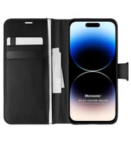 Microsonic Apple iPhone 15 Pro Kılıf Delux Leather Wallet Siyah (Siyah)