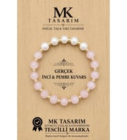 MK TASARIM GERÇEK İNCİ GERÇEK PEMBE KUVARS BİLEKLİK MK.7000.837- RAHATLIK-DİNGİNLİK-ENERJİ- STRES BİLEKLİĞİ