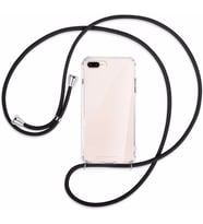 Apple iPhone 8 Plus Şeffaf Boyun Askılı İpli Silikon Kılıf (Siyah)