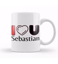 Sebastian Name personalized Custom   vintage Retro Rainbow Style Design Gift Baby Gift For Him Kupa Bardak Porselen