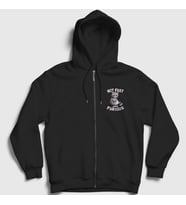 Presmono Unisex Siyah Not Fast Just Furious Cat Kedili Fermuarlı Kapüşonlu Sweatshirt 460690tt