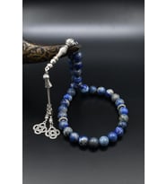 Doğal Lapis Lazuli Taşlı 33'lük Tesbih Metal Püsküllü 10mm Küre Kesim 902516