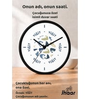 İsme Özel Balina Desenli Çocuk Odası Duvar Saati Orta Boy 30 cm Siyah Camlı Sessiz