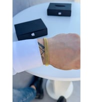Hasır Örme Gold Paslanmaz Çelik Bileklik Unisex