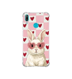 PrintiFy Huawei Y7 2019 ile Uyumlu Pembe Pötikare Serisi Pembe Zıpzıp Tasarımlı Uv Baskılı Köşe Korumalı Antişok Kılıf