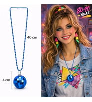 Retro Disko Topu Şekilli 8039ler 9039lar Mavi Renk Plastik Kolye