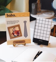 Baba Temalı Kişiye Özel Ahşap Fotoğraflı Çerçeve ve Defter Hediye Seti (Model 1)