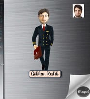 Kişiye Özel Pilot Erkek Ahşap Magnet -1