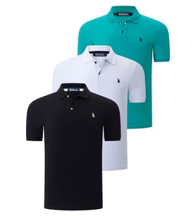 ÜÇLÜ SET T8561 DEWBERRY ERKEK T-SHIRT-SİYAH-BEYAZ-AÇIK YEŞİL (Karışık)