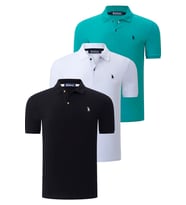 ÜÇLÜ SET T8561 DEWBERRY ERKEK T-SHIRT-SİYAH-BEYAZ-AÇIK YEŞİL (Karışık)